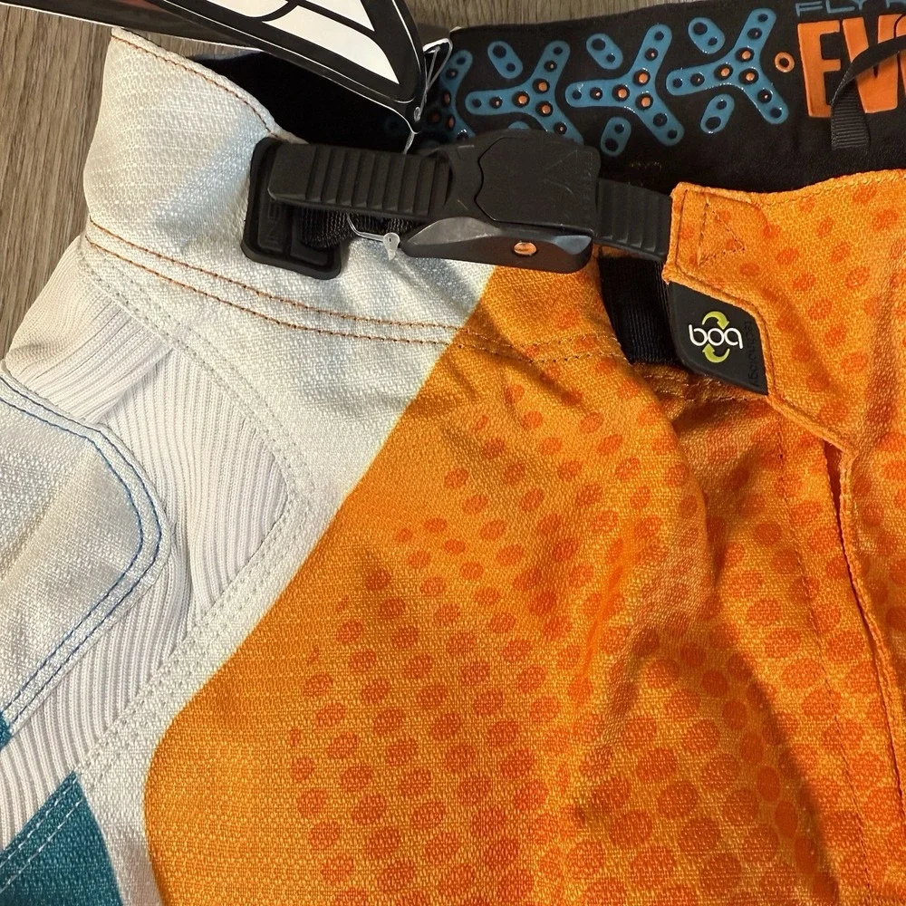 Fly Racing Pants Mens 32 EVO 2.0 Orange Teal Padded MTX Motocross Racing NEW